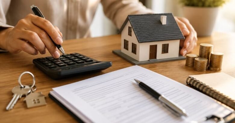 Documentos e calculadora sobre a mesa durante o planejamento da compra de um imóvel